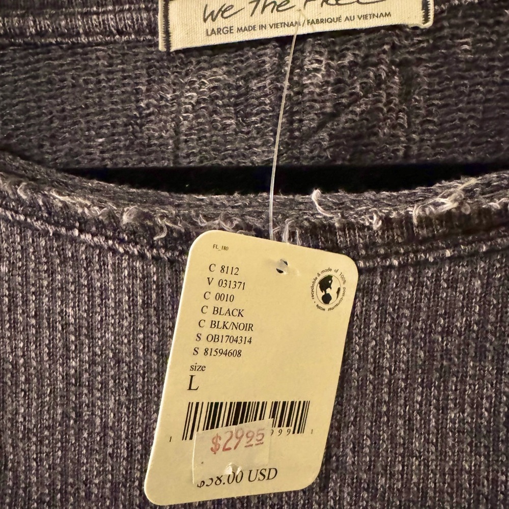 NWT Free People Gray/Purplish T-Shirt Large Fits Like a Small - Picture 2 of 4